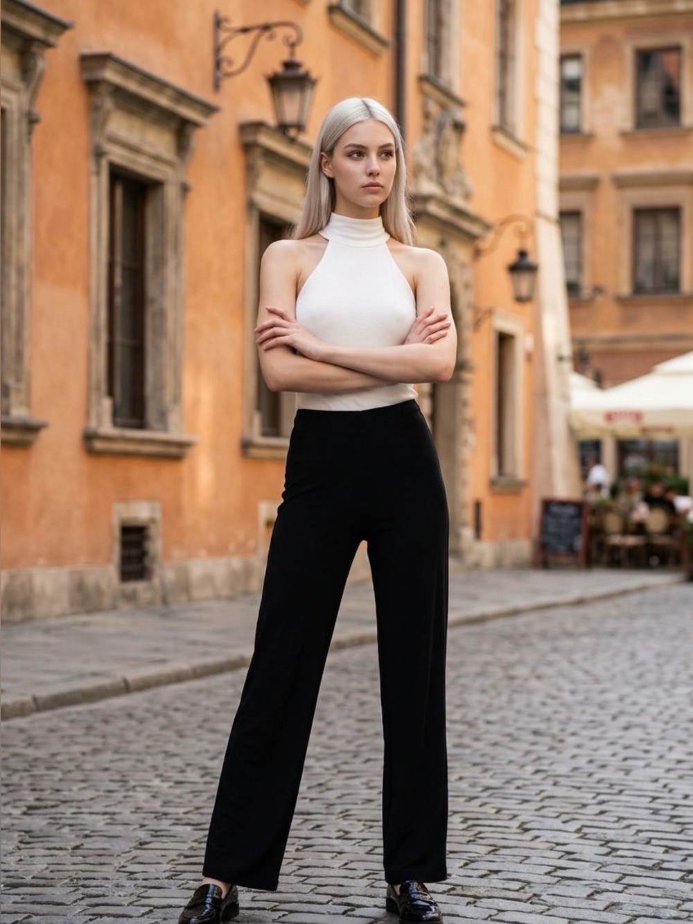 Misook Elegant Black Women's Knit Straight Pull-on Pants, XS